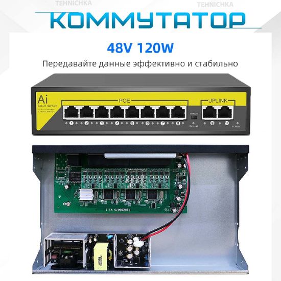 Коммутатор F0820GBL-A, 8POE*10/100Mbps + 2Uplink*10/100/1000Mbps, 120W
