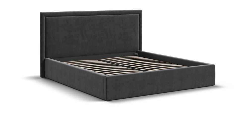 Фрея Кровать без ПМ 160 Велюр Монолит  Серая
