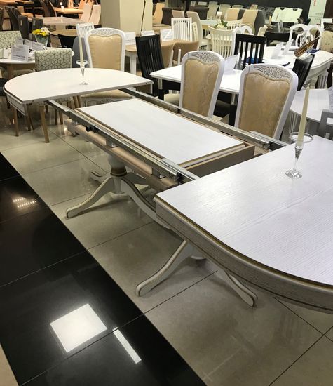 Стол Юкка (дуб/тон 1 с золотой патиной/ножка Люкс-1) 1050х1700(2150/2600/3050)