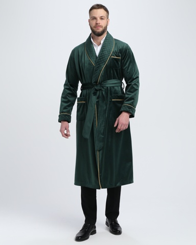 Халат бархатный со стеганными бортами