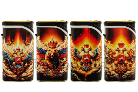 Зажигалки Турбо jet пламя  металл (FML-980) Гербы России (25шт*40бл)