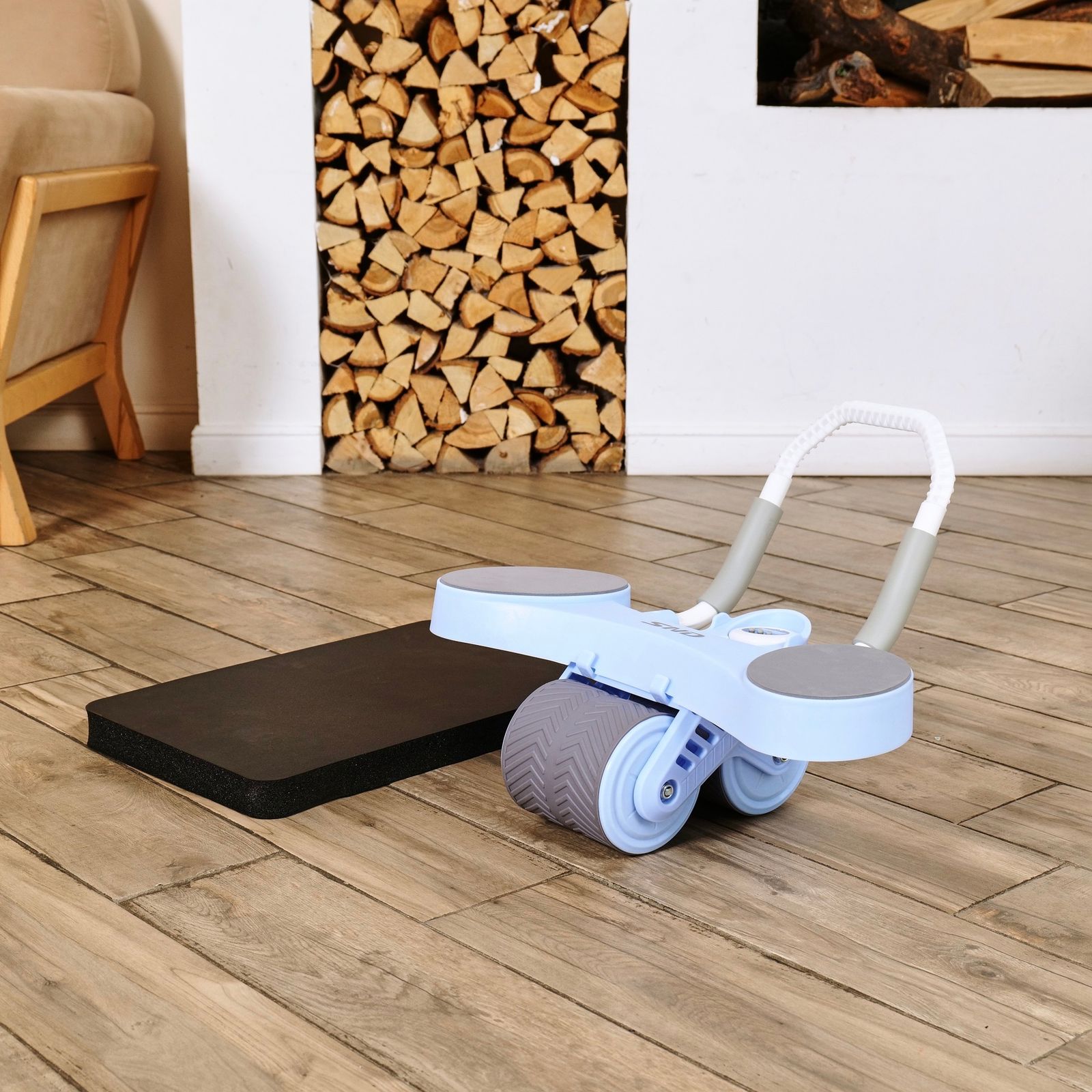 Тренажёр для пресса AB Roller SND голубой с ковриком  45 х 30 x 3.5 cм фото №15