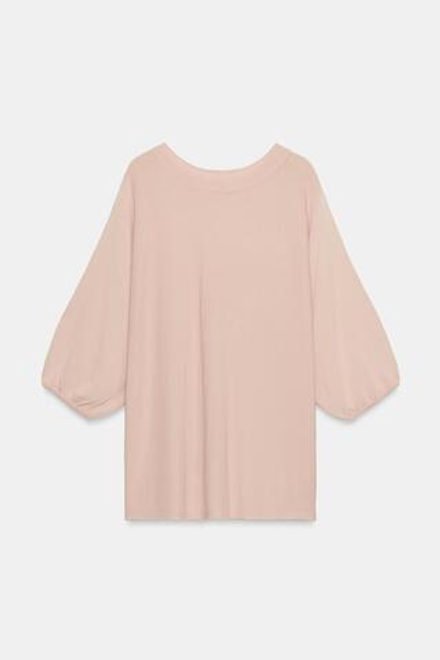ZARA ТРИКОТАЖНЫЙ ТОП ОВЕРСАЙЗ, ТЕЛЕСНО-РОЗОВЫЙ