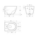 Унитаз подвесной Cezares STYLUS CZR-513-TH-R безободковый с сиденьем CZR-2011-SC