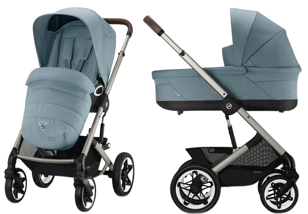 Коляска Cybex Talos S Lux TPE complete Cloud T Cozy Beige Plus 3 в 1 Stormy Blue с дождевиками