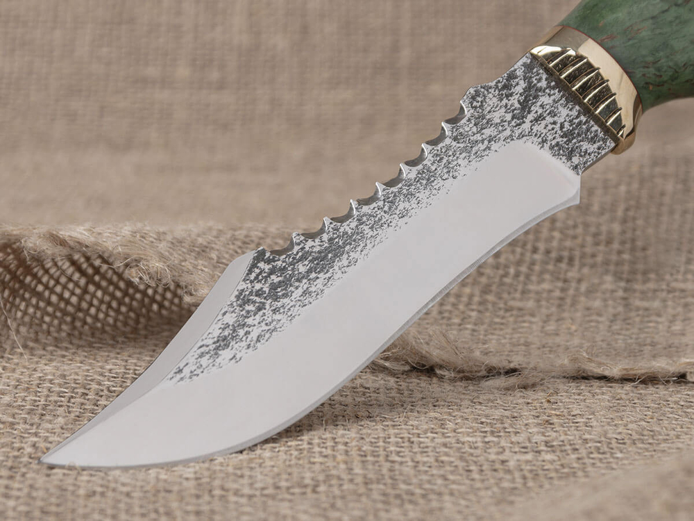 Нож "Щукарь", сталь Bohler N690, рукоять зеленая стабилизированная береза