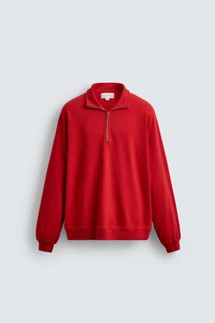 ZARA ТОЛСТОВКА С ВОРОТНИКОМ НА МОЛНИИ, КРАСНЫЙ