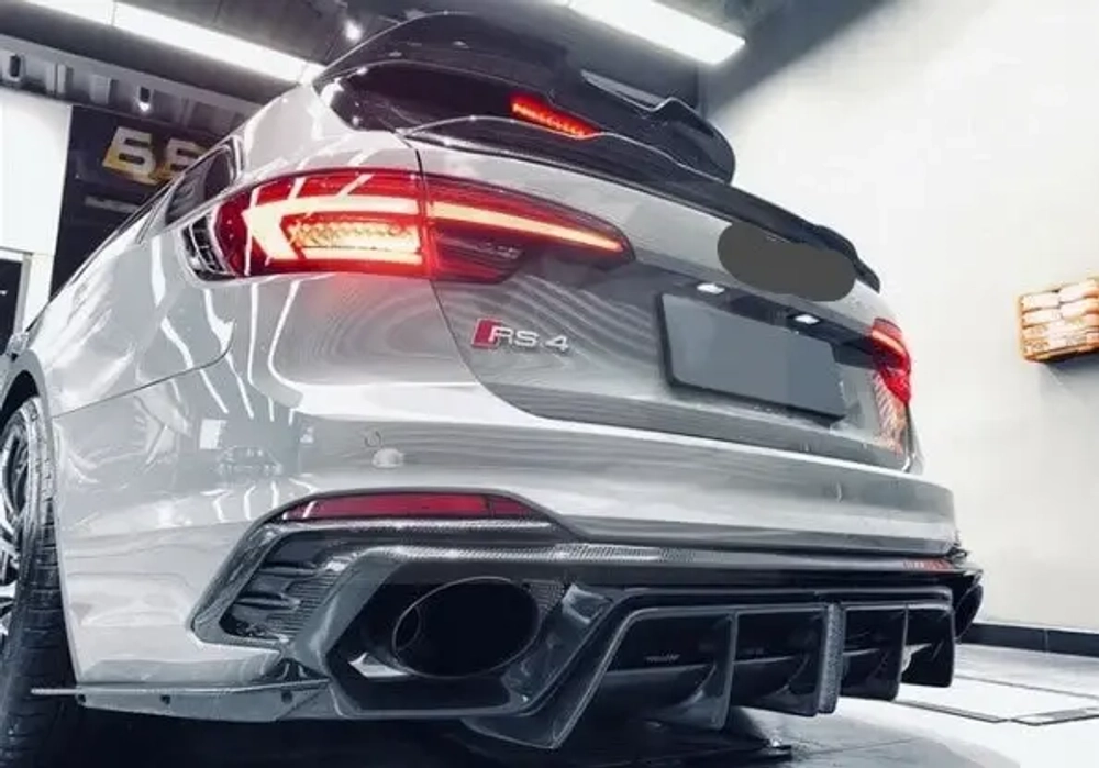 Карбоновый диффузор для AUDI RS4 A4 AVANT B9 2018-2020 Ауди аэродинамический обвес