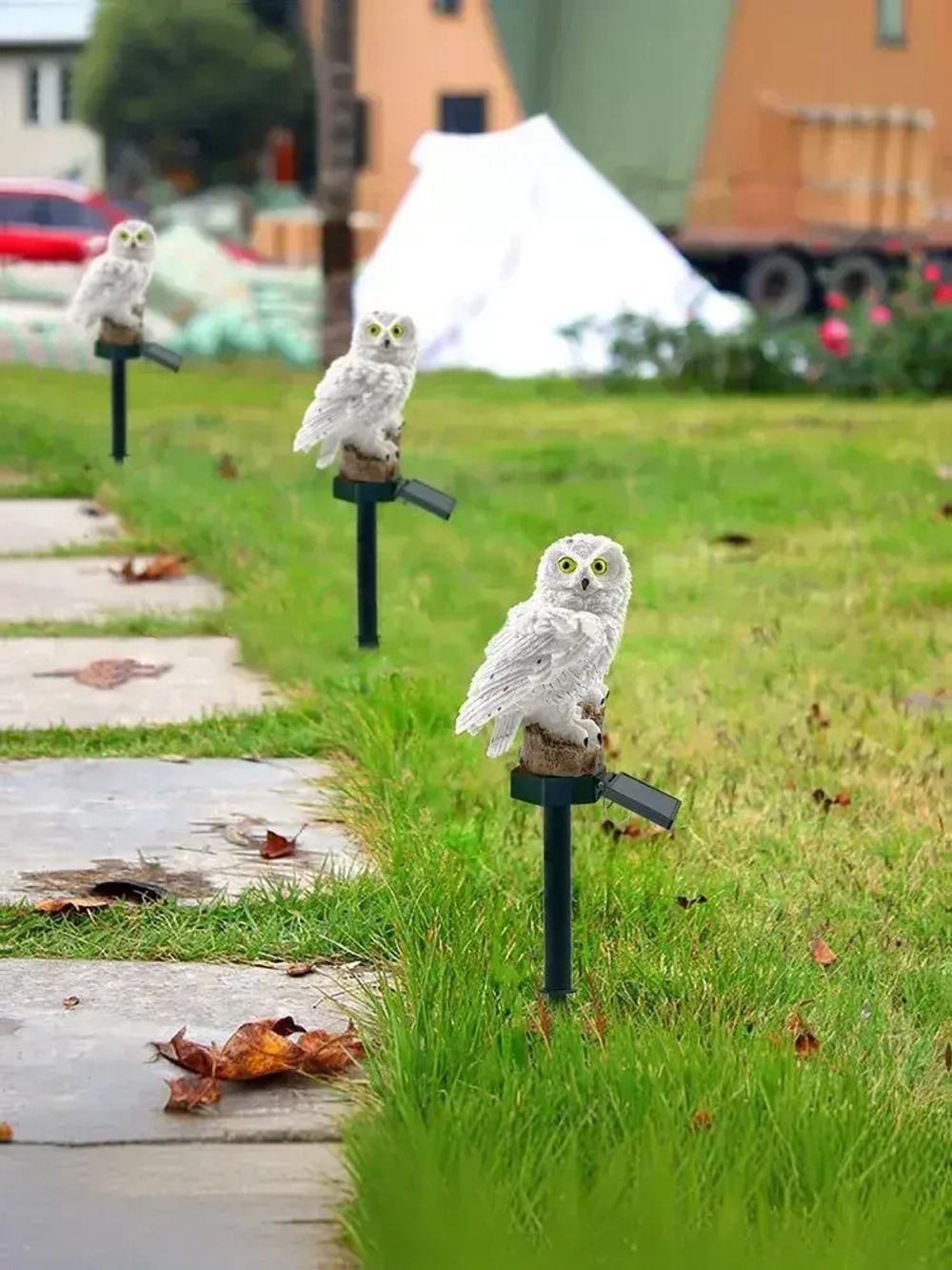 Светильник садовый на солнечной батарее уличный, фигурка садовая Сова, 1 шт.