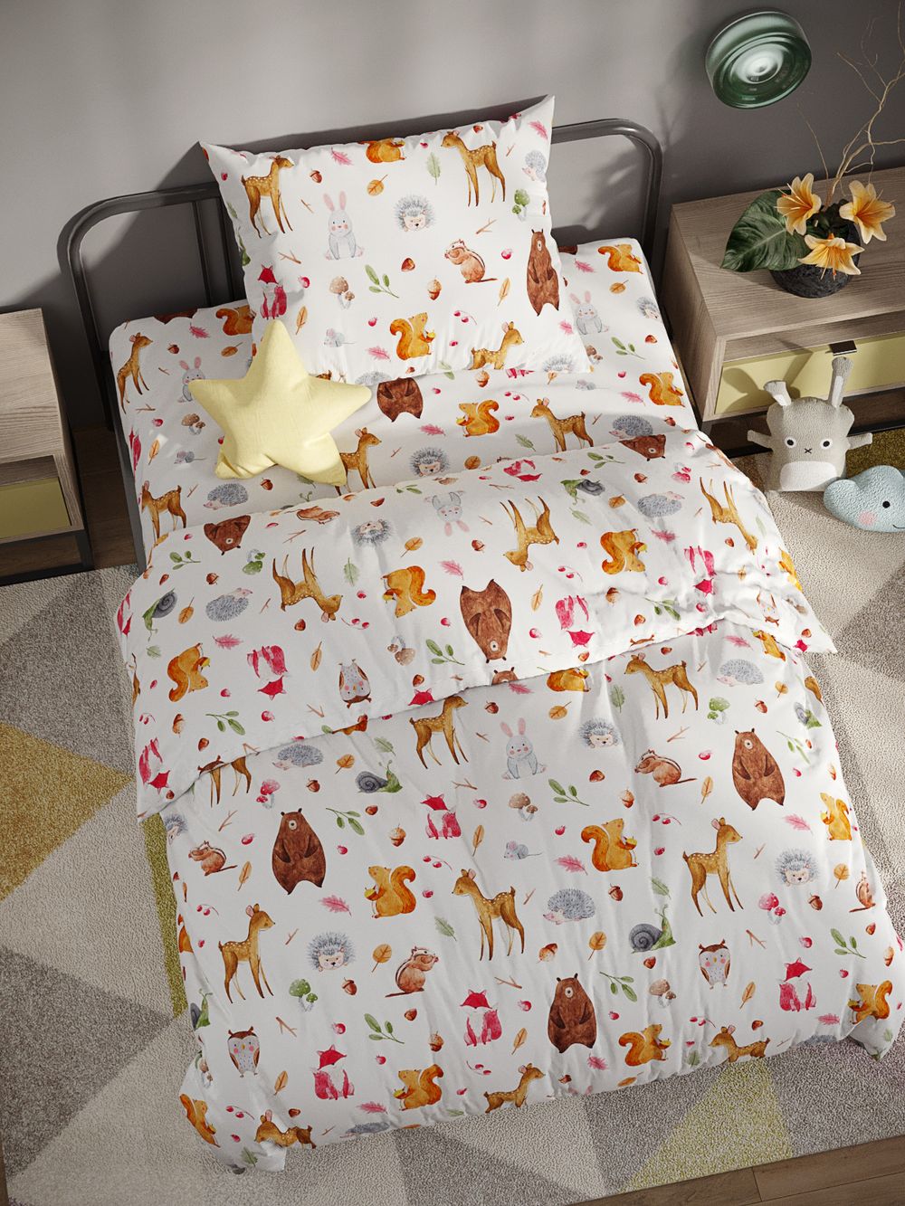 Наволочка комплект 2шт перкаль Сказка "Лесные жители" 40x60 см на молнии