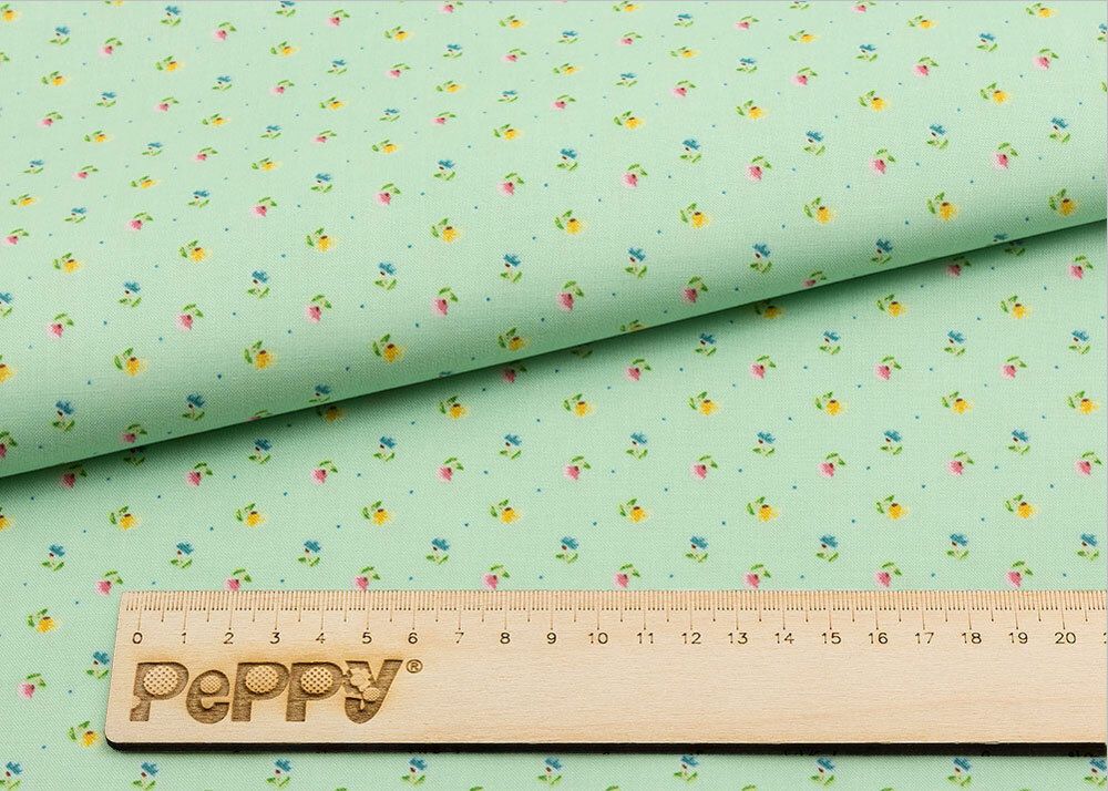 Ткань для пэчворка Peppy Нежная история, рулон 112 см / 5 метров, НИ-22 зеленый, Peppy