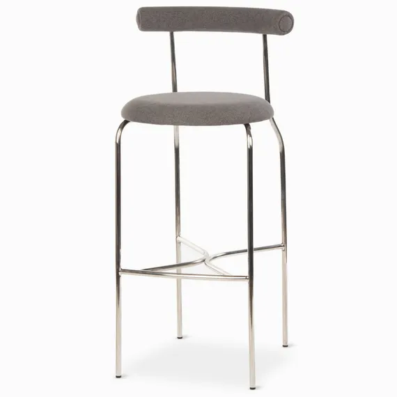 Барный стул Rider, серая ткань, ножки хром