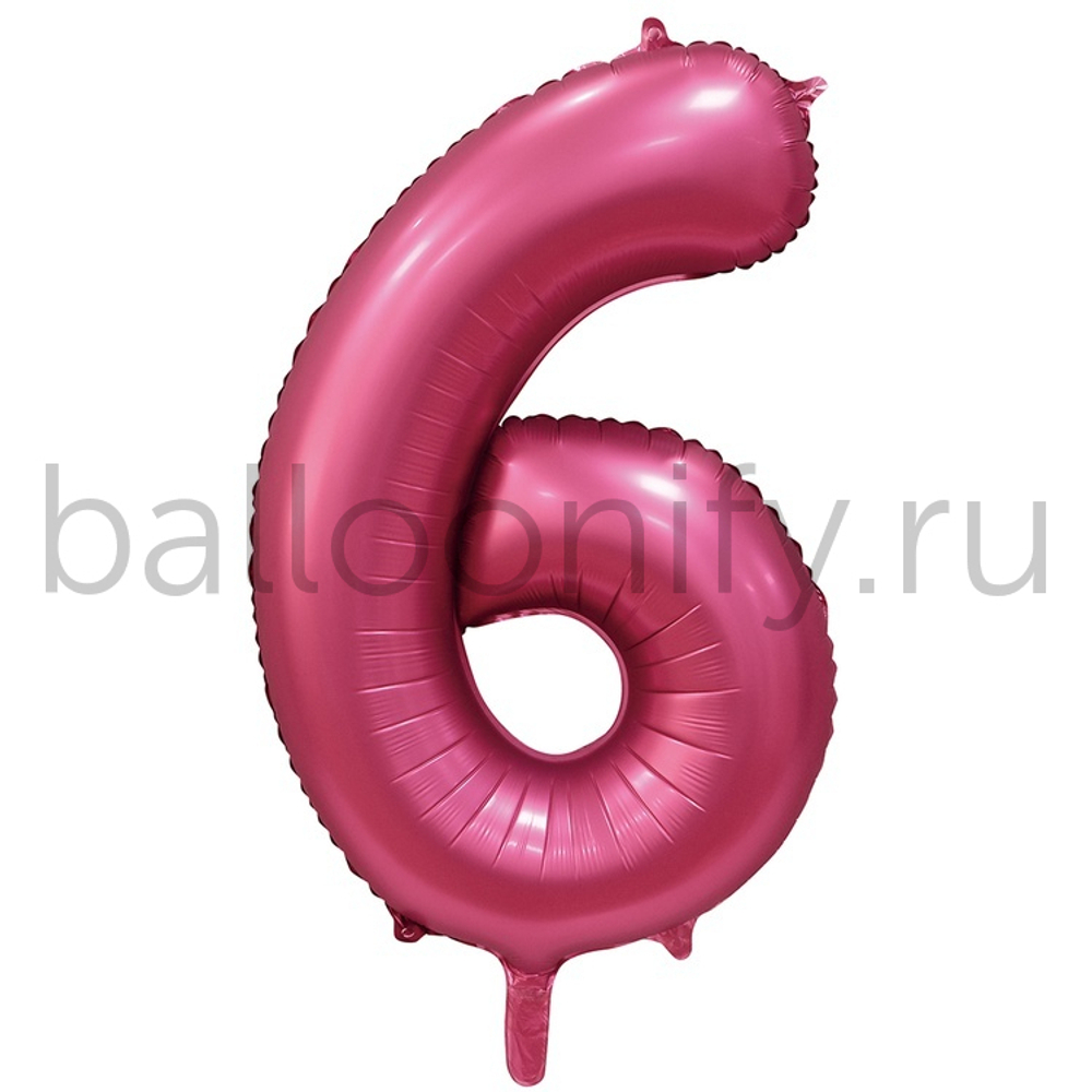 Шар ЦИФРА 6 Сатин Pomegranate 40" 102 см
