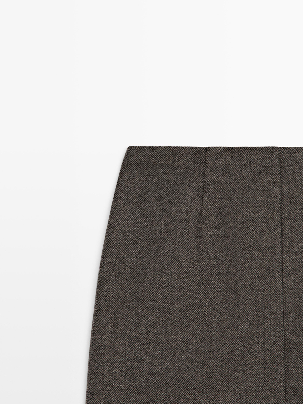 Massimo Dutti Мини-юбка из шерстяной смеси, шоколадный