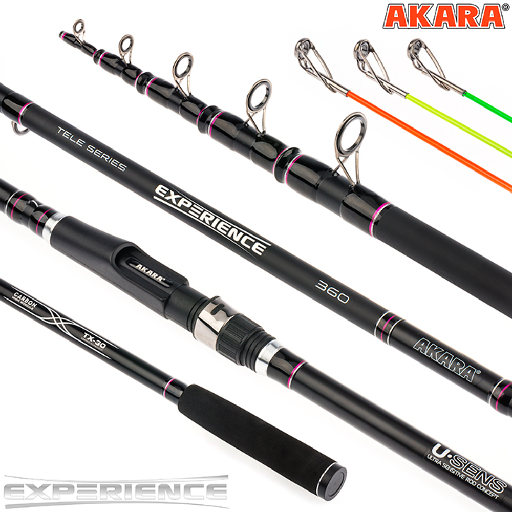 Удилище телескоп угольное фидерное 3 колена Akara Experience Tele TX-30 (120-150-180) 3,6 м