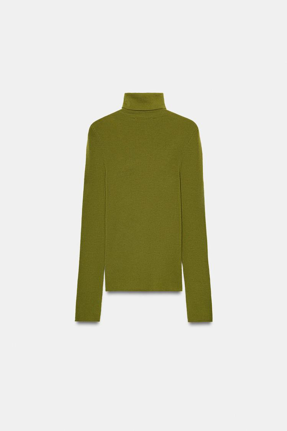 ZARA ТОНКИЙ СВИТЕР ИЗ 100% ШЕРСТИ, ЗЕЛЕНЫЙ