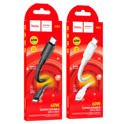 Кабель HOCO X84 Type-C-Type-C 60W 3A 1м PVC White
