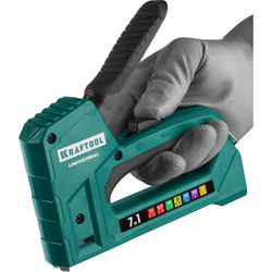 Степлер для скоб Universal 7-в-1: 53(6-14мм)/53F(10-14мм)/140(10-14мм)/13(6-14мм)/36(10-14мм)/300(16мм)/500(16мм), скобы в компл, KRAFTOOL 31524