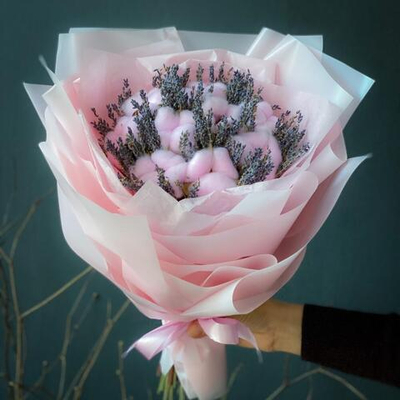 Букет сухоцветов - Розовая лаванда 35х35 см