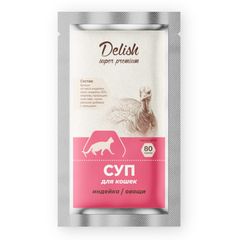 Delish Super premium суп для кошек индейка/овощи 80 гр