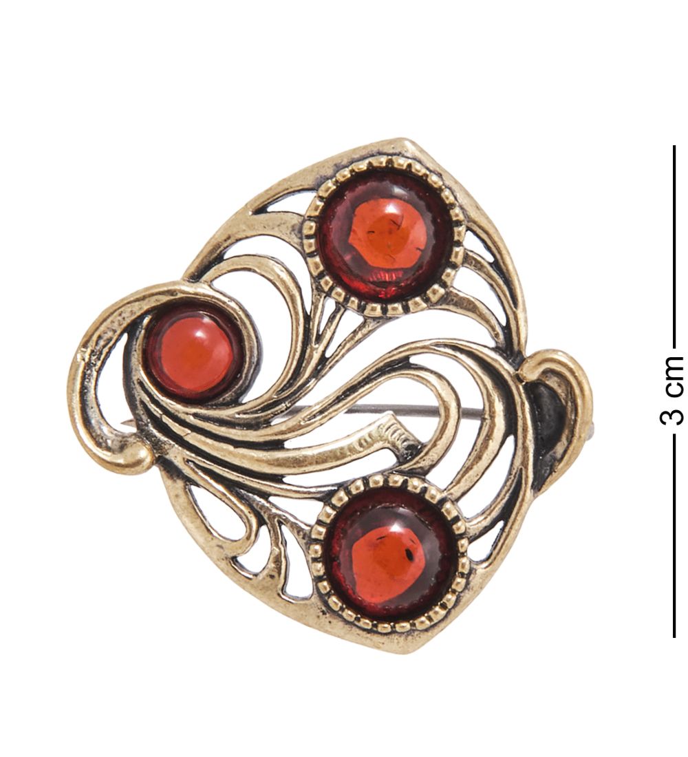 AM-4113 Брошь «Сюрреализм Камушки» (латунь, янтарь)