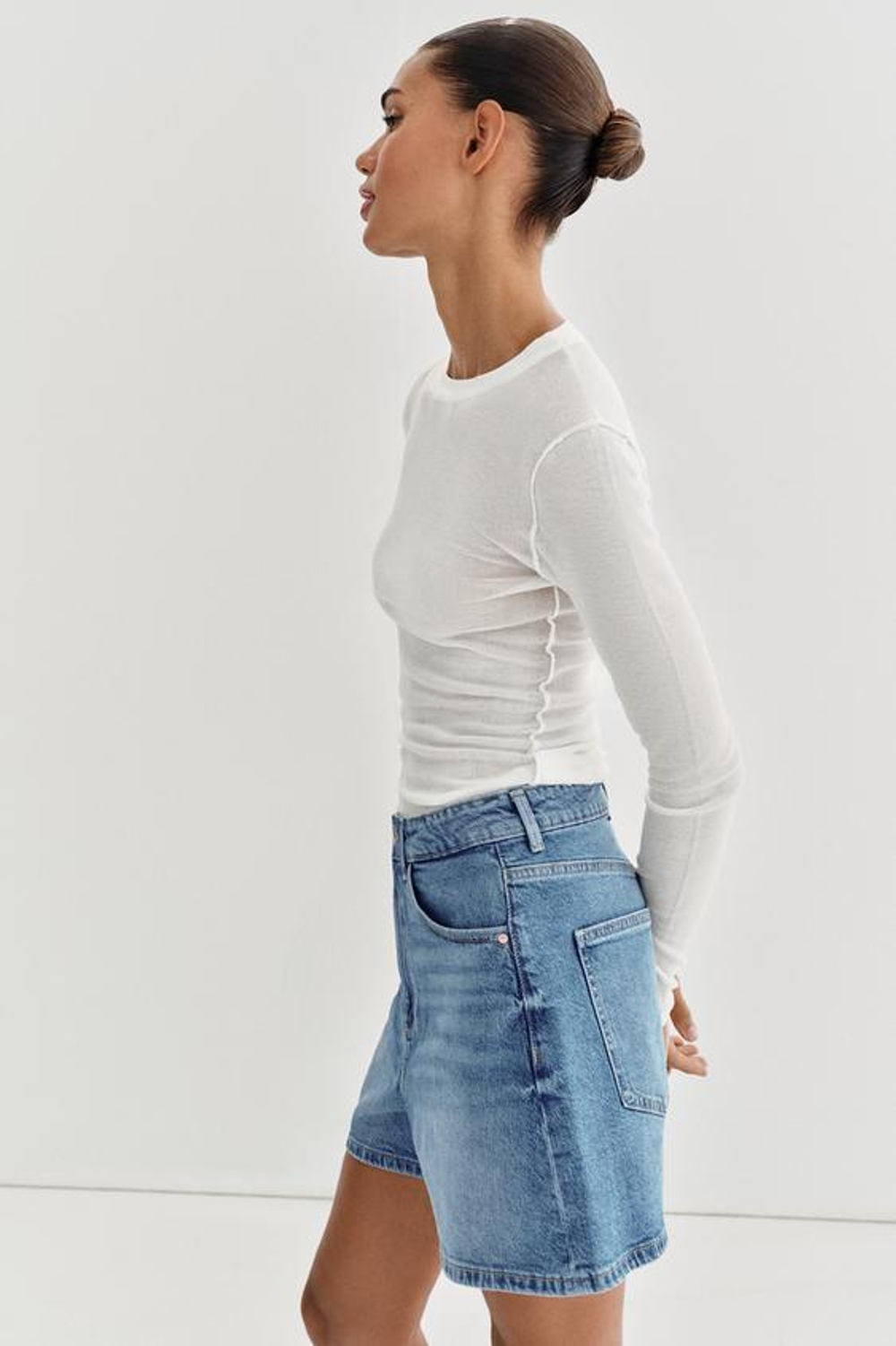 ZARA ШОРТЫ Z1975 MOM FIT, ВЫЦВЕТШИЙ СИНИЙ