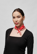 Шелковый платок Ласточка и тюльпан RED/BEIGE 45x45