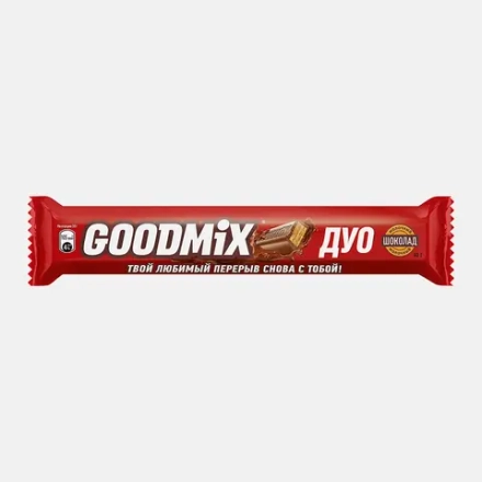 Шоколадный батончик в молочном шоколаде с хрустящей вафлей Goodmix Дуо Original 40г