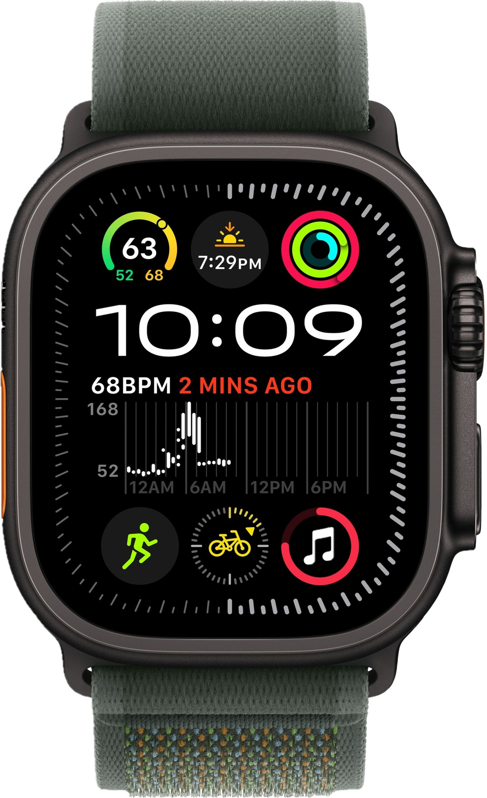 Apple Watch Ultra 2 49mm Trail Loop Green / Black Titanium Case