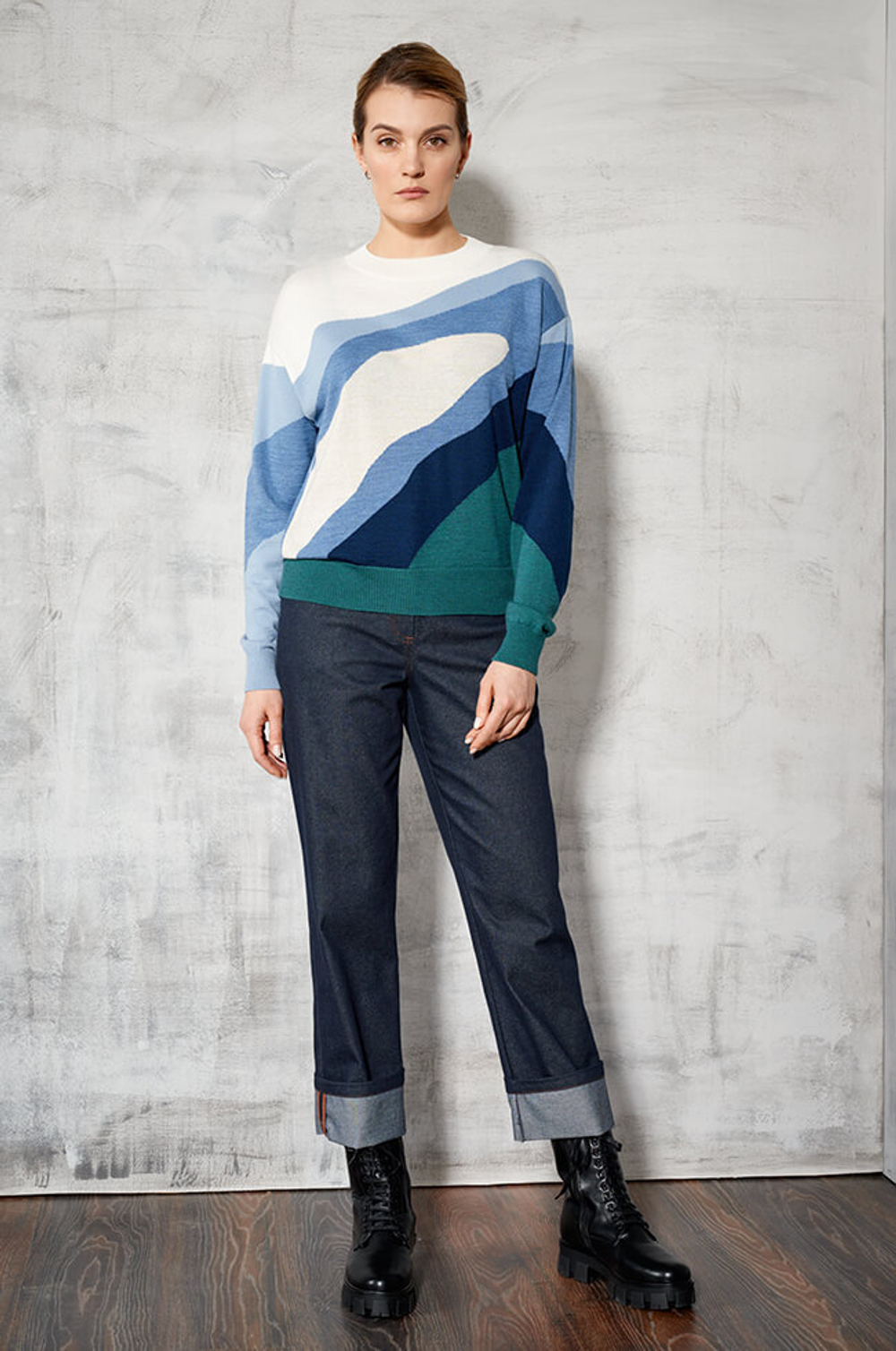 22531 Джемпер женский (изумрудно-голубой)