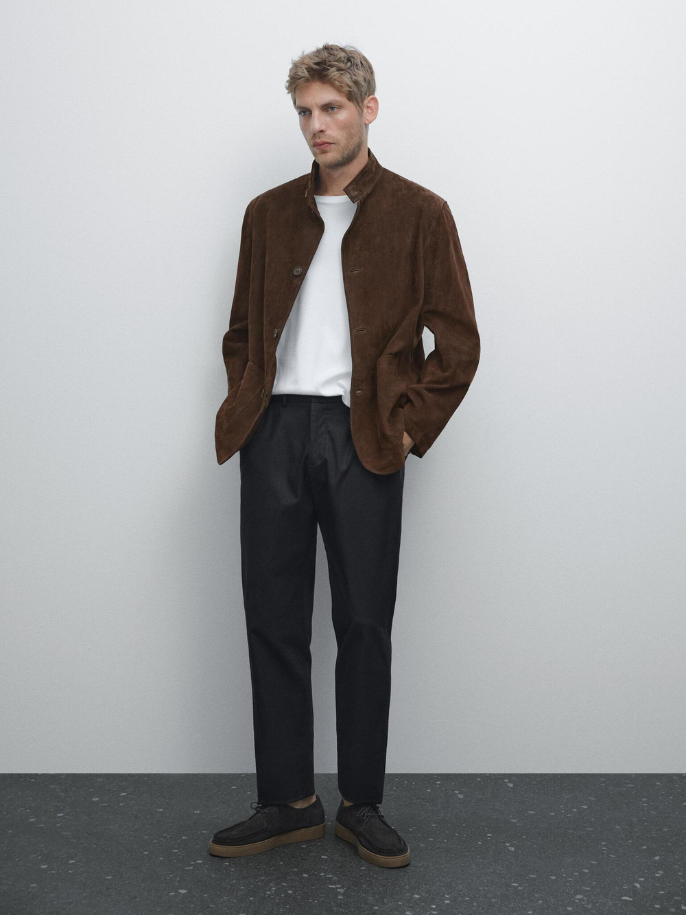 Massimo Dutti Брюки текстурированные Slim Fit, темно-синий