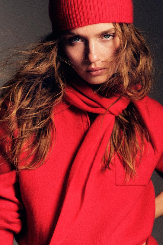 ZARA БАНДАНА ИЗ СМЕСОВОЙ ШЕРСТИ, КРАСНЫЙ