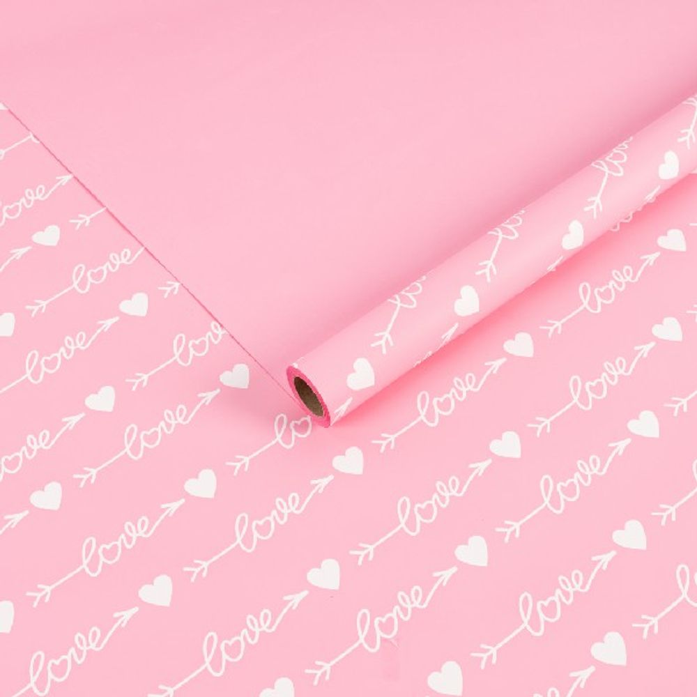 Пленка матовая "Любовь-это..." 57см*10м Розовая