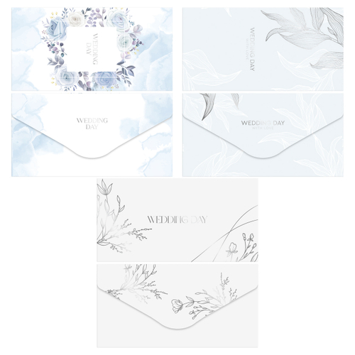 Конверт для денег MESHU "Wedding" 85*164мм, матовая ламинация, фольга, 3 дизайна