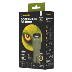 Фонарь Armytek Dobermann Pro Magnet USB Olive XHP35 HI тёплый — высокая яркость и дальность света: 1400 люмен и дальность до 363 метров
