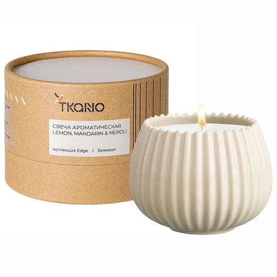 Свеча ароматическая lemon, mandarin &amp; neroli из коллекции edge, бежевый, 30 ч