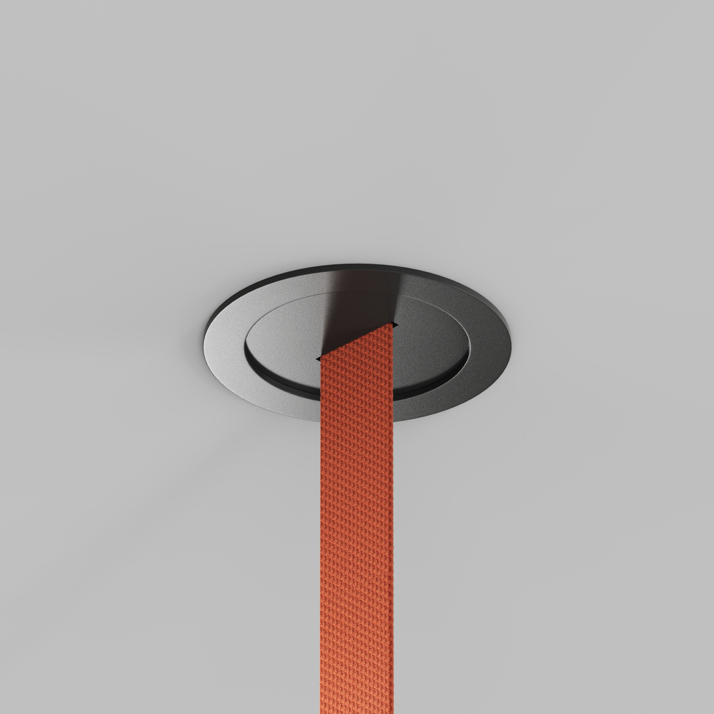 TR5513-BK Встраиваемое основание с возможностью подачи питания треку-ремню Belty, серия Base. Не вмещает блок питания. D100*H72мм, монтажный D90мм, IP20, черный, алюминий