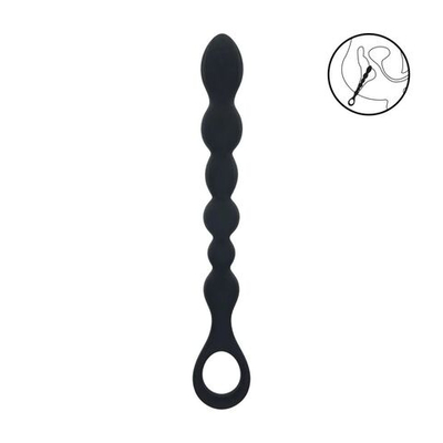 Черная силиконовая цепочка Beaded Snake Silicone Anal Probe with Loop - 26 см. (Цвет: черный)