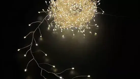 Гирлянда Капли 400 белых микро ламп, 1000 см., 8 функций, таймер, серебряный провод, Luca (88112)