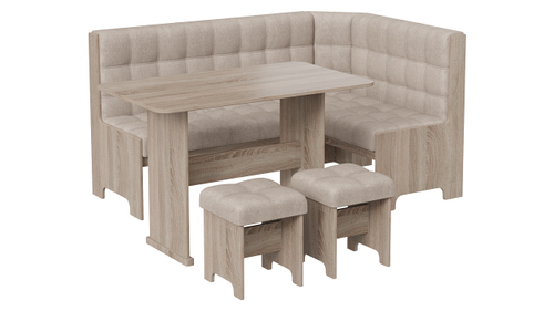 Флорида Кухонный уголок (Дуб Сонома трюфель/Микровелюр Wellmart Dark Beige) ТриЯ