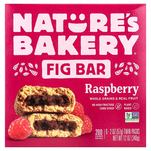 Nature's Bakery, Инжирный батончик, малина, 6 двойных пакетиков по 57 г (2 унции)