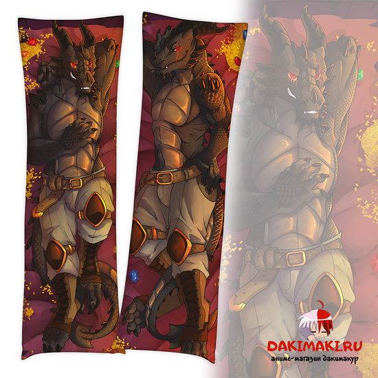 Дакимакура фурри Черный Дракон арт. 0693