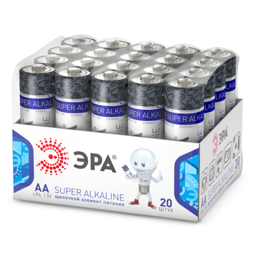 Батарейки ЭРА LR6-20 bulk SUPER Alkaline | Батарейки Щелочные (Алкалиновые)