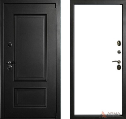 Входная металлическая дверь с ТЕРМОРАЗРЫВОМ Сургут термо 06 (Гладкая) Софт белый без текстуры (фурнитура ХРОМ блестящий)