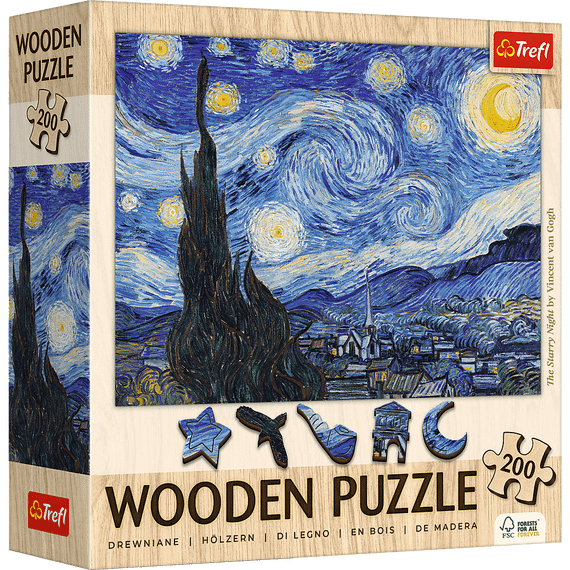Pazl \ Puzzle \ Пазлы Puzzles - "200 Wooden Puzzles" - The Starry Night - Vincent van Gogh