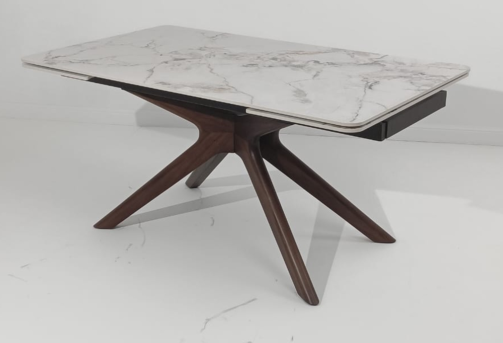 Стол EDER 160 GLOSS COLD JADE SOLID CERAMIC / Орех, ®DISAUR