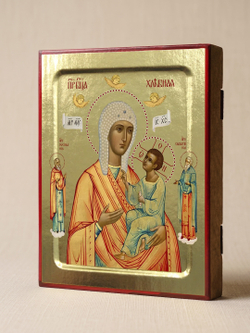 Икона Пресвятой Богородицы, Хлебная (оранжево-белая) на дереве: 125 х 160 (Синопсисъ)