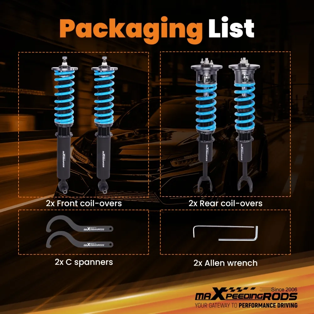 Coilovers 24 Way Adjustable Lowering Kit подходит для автомобиля Audi A4 B5 compatible for FWD 1995-2001