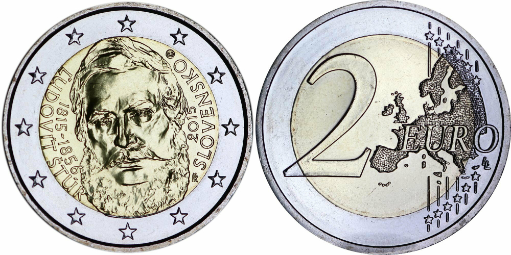 Словакия 2 евро, 2015 200 лет со дня рождения Людовита Штура UNC