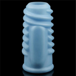 Насадка на пенис с вибрацией Spiral Knights Ring  (10*3,6) голубая